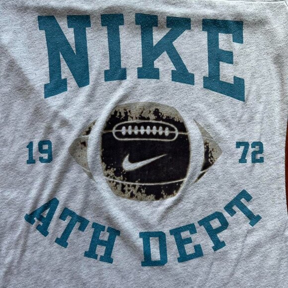Vintage Y2K Nike Athletic Dept. 1972 Football T Shirt Women XS Heather Grey Blue - Picture 3 of 6